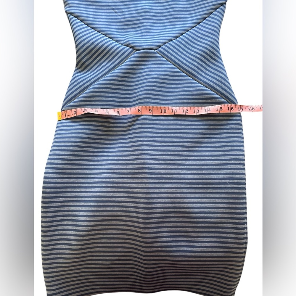 NWT Calvin Klein Blue striped scuba sheath midi dress, 6 - Picture 8 of 11